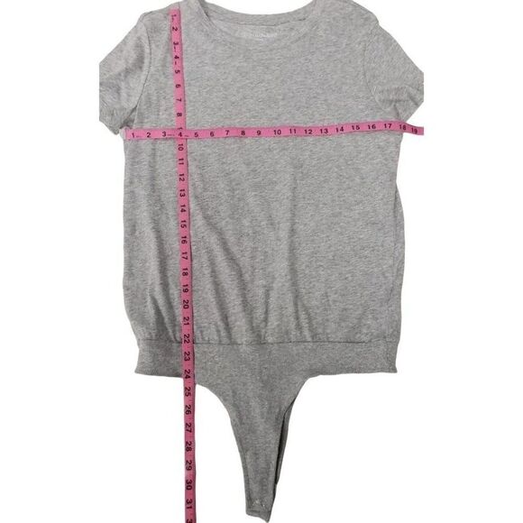 Calvin Klein Bodysuit Shirt Women's SMALL Gray Short-Sleeve Cotton Modal NWOT - Picture 4 of 13